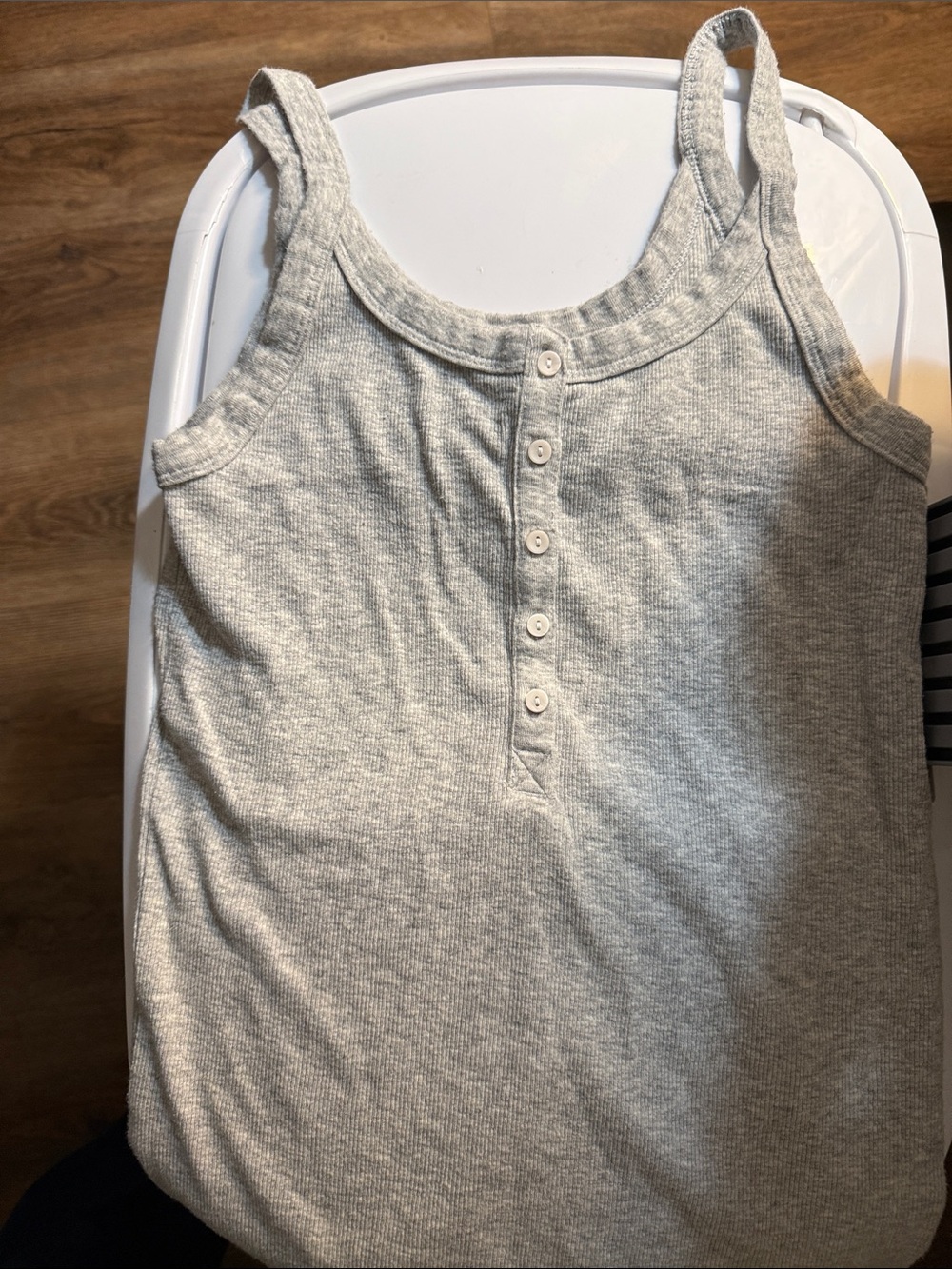 aerie Light Heather Gray Ribbed Henley Crop Tank